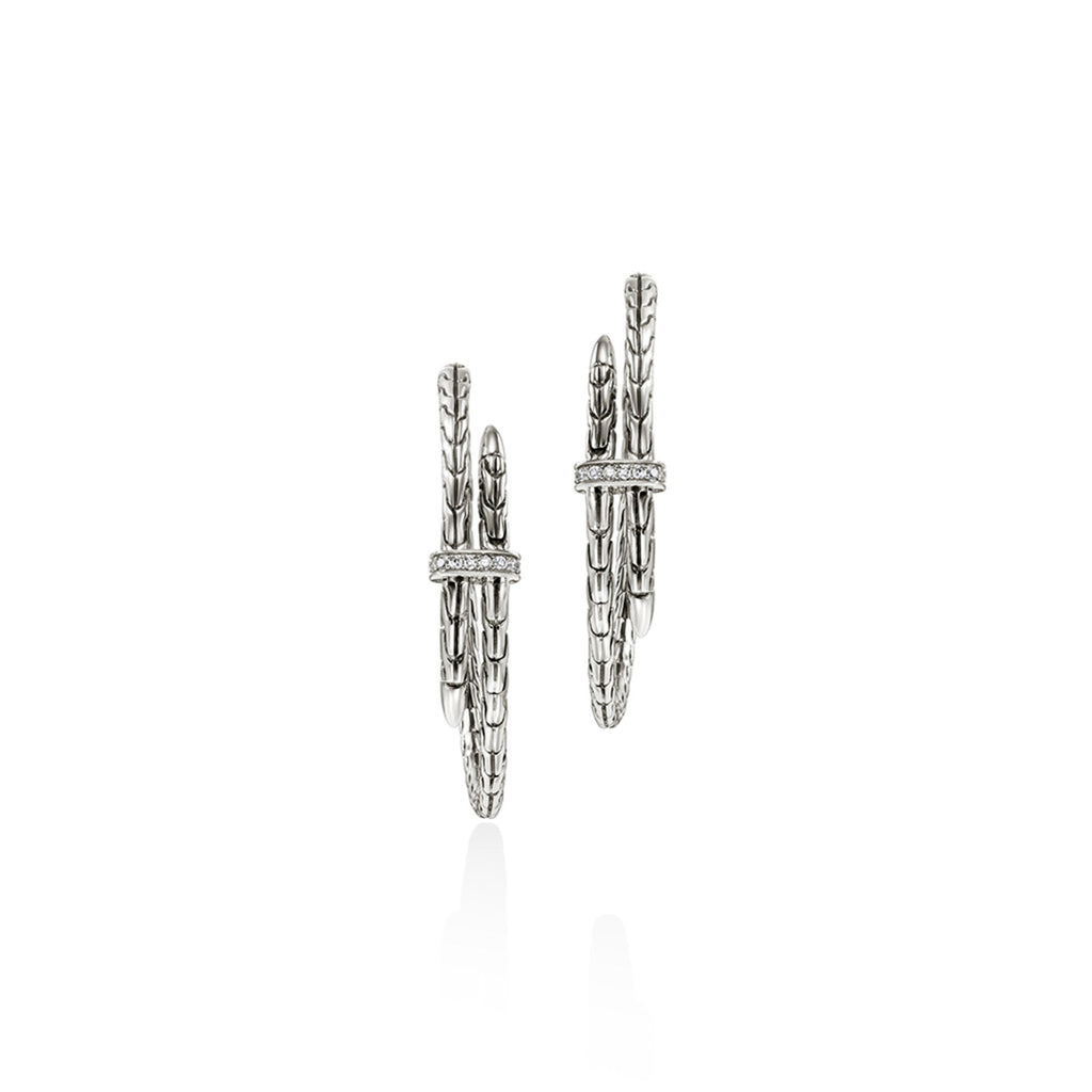 Spear Hoop Earring, Sterling Silver, Diamonds, 40MM|EBP9012472DI