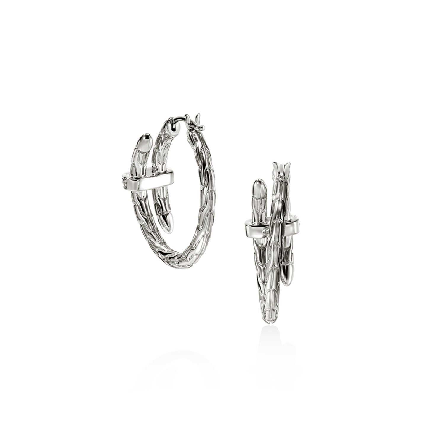 John Hardy Spear Hoop Earring, Silver, Diamonds, Small EBP986742DI