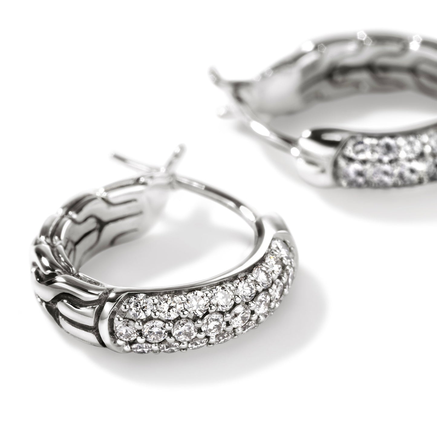 JH Essential Hoop Earring, Sterling Silver, Diamonds, 13MM|EBP987002DI