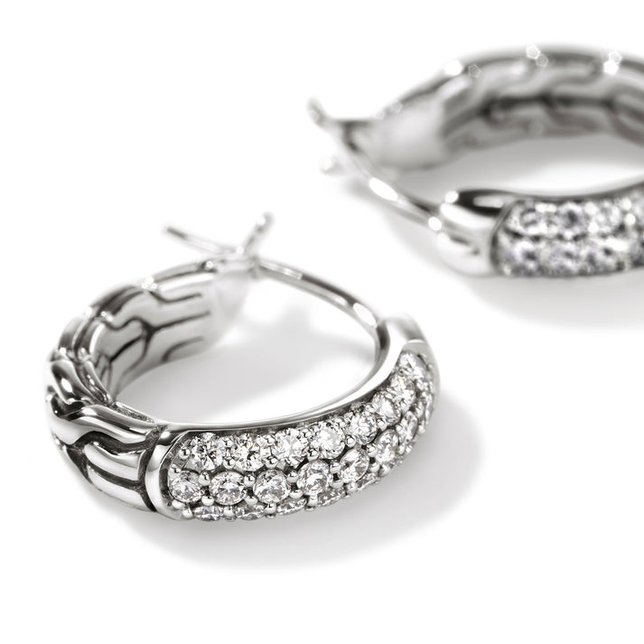 JH Essential Hoop Earring, Sterling Silver, Diamonds, 13MM|EBP987002DI