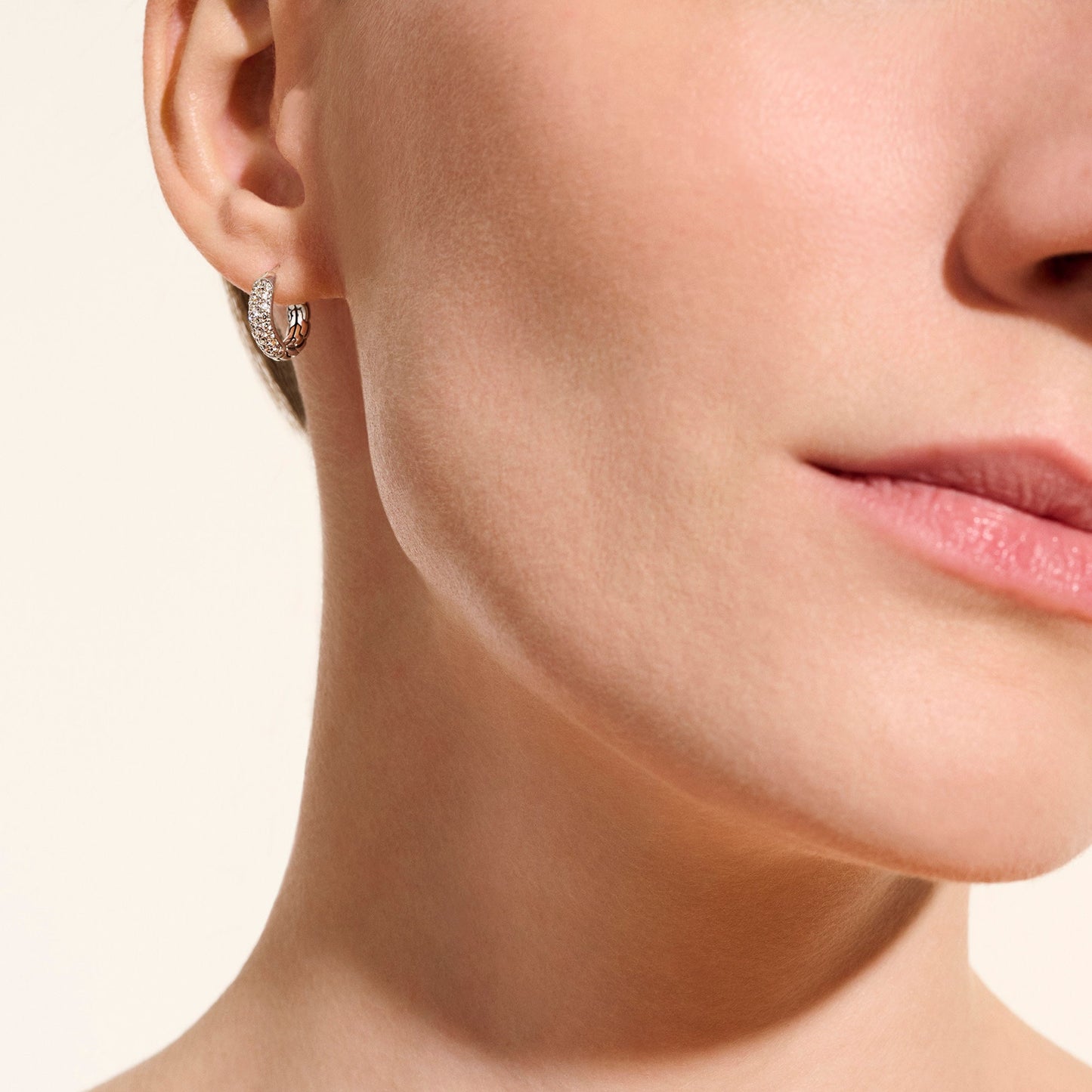 JH Essential Hoop Earring, Sterling Silver, Diamonds, 13MM|EBP987002DI