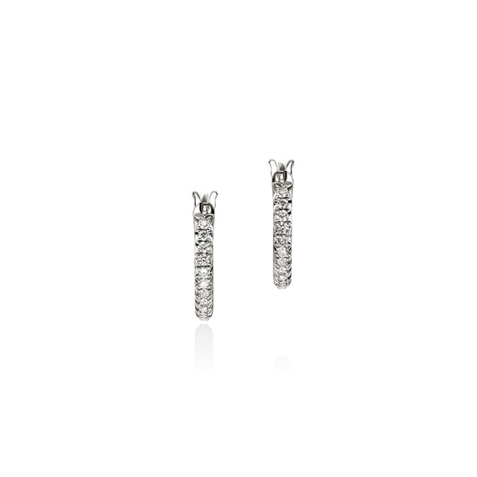 JH Essential Pavé Hoop Earring, Sterling Silver, Diamonds, 13MM|EBP987012DI
