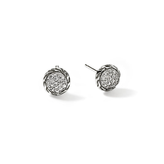 JH Essential Pavé Stud Earring, Sterling Silver, Diamonds, 7MM|EBP987022DI
