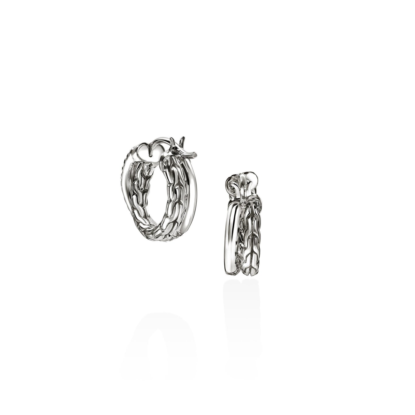 JH Essential Pavé Crossover Hoop Earring, Sterling Silver, Diamonds, 15MM|EBP987132DI