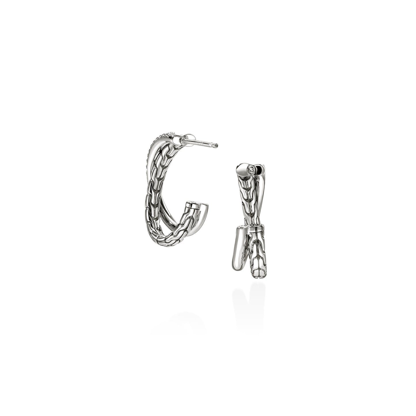 JH Essential Pavé Crossover Earring, Sterling Silver, Diamonds, 20.5MM|EBP987142DI