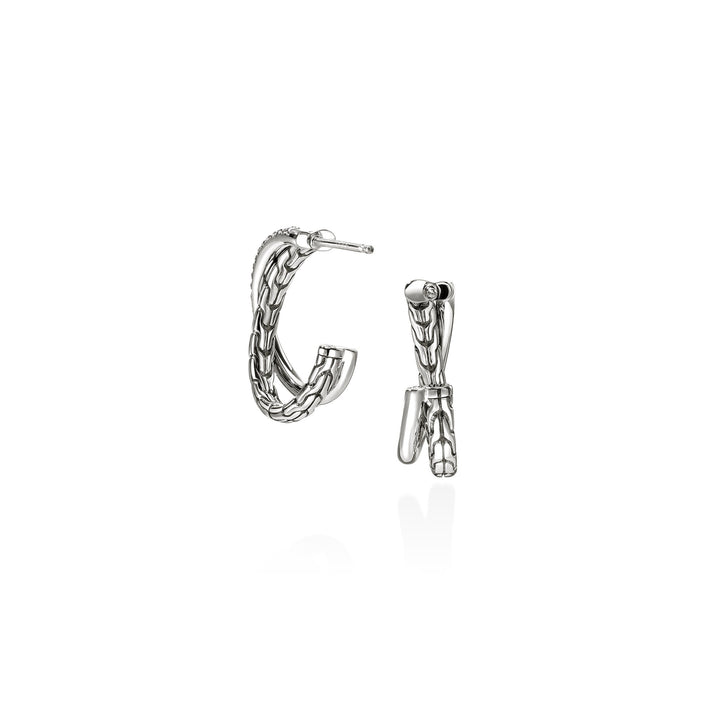 JH Essential Pavé Crossover Earring, Sterling Silver, Diamonds, 20.5MM|EBP987142DI