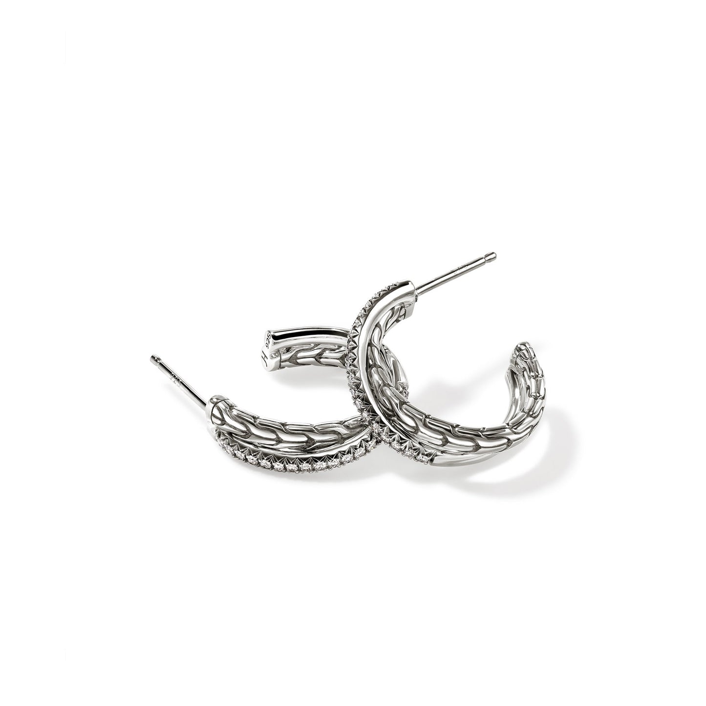 JH Essential Pavé Crossover Earring, Sterling Silver, Diamonds, 20.5MM|EBP987142DI