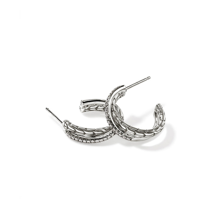 JH Essential Pavé Crossover Earring, Sterling Silver, Diamonds, 20.5MM|EBP987142DI