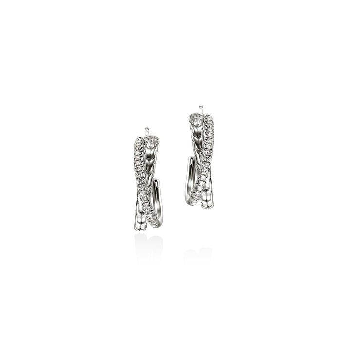 JH Essential Pavé Crossover Earring, Sterling Silver, Diamonds, 20.5MM|EBP987142DI