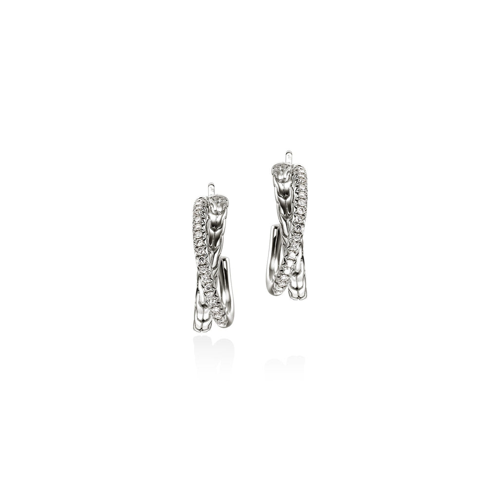 JH Essential Pavé Crossover Earring, Sterling Silver, Diamonds, 20.5MM|EBP987142DI
