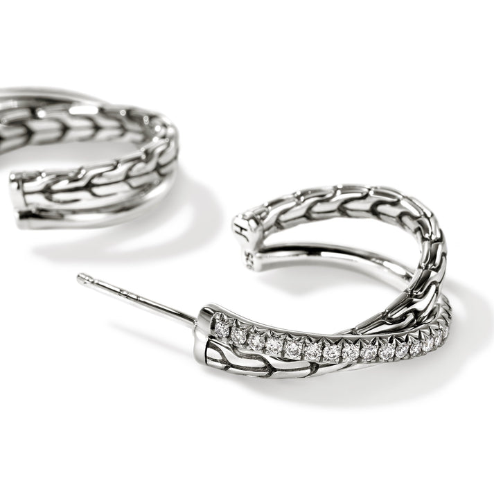 JH Essential Pavé Crossover Earring, Sterling Silver, Diamonds, 20.5MM|EBP987142DI