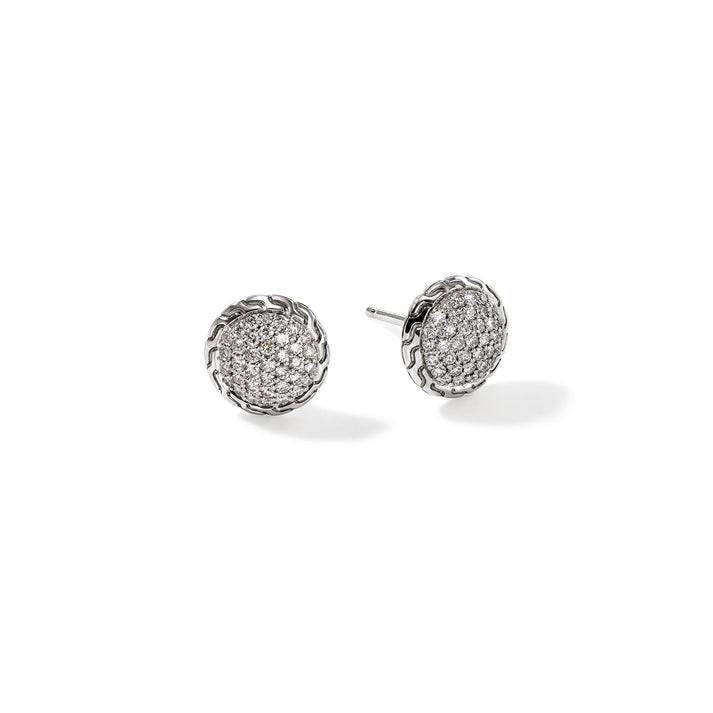 JH Essential Pavé Stud Earring, Sterling Silver, Diamonds, 10MM|EBP987182DI