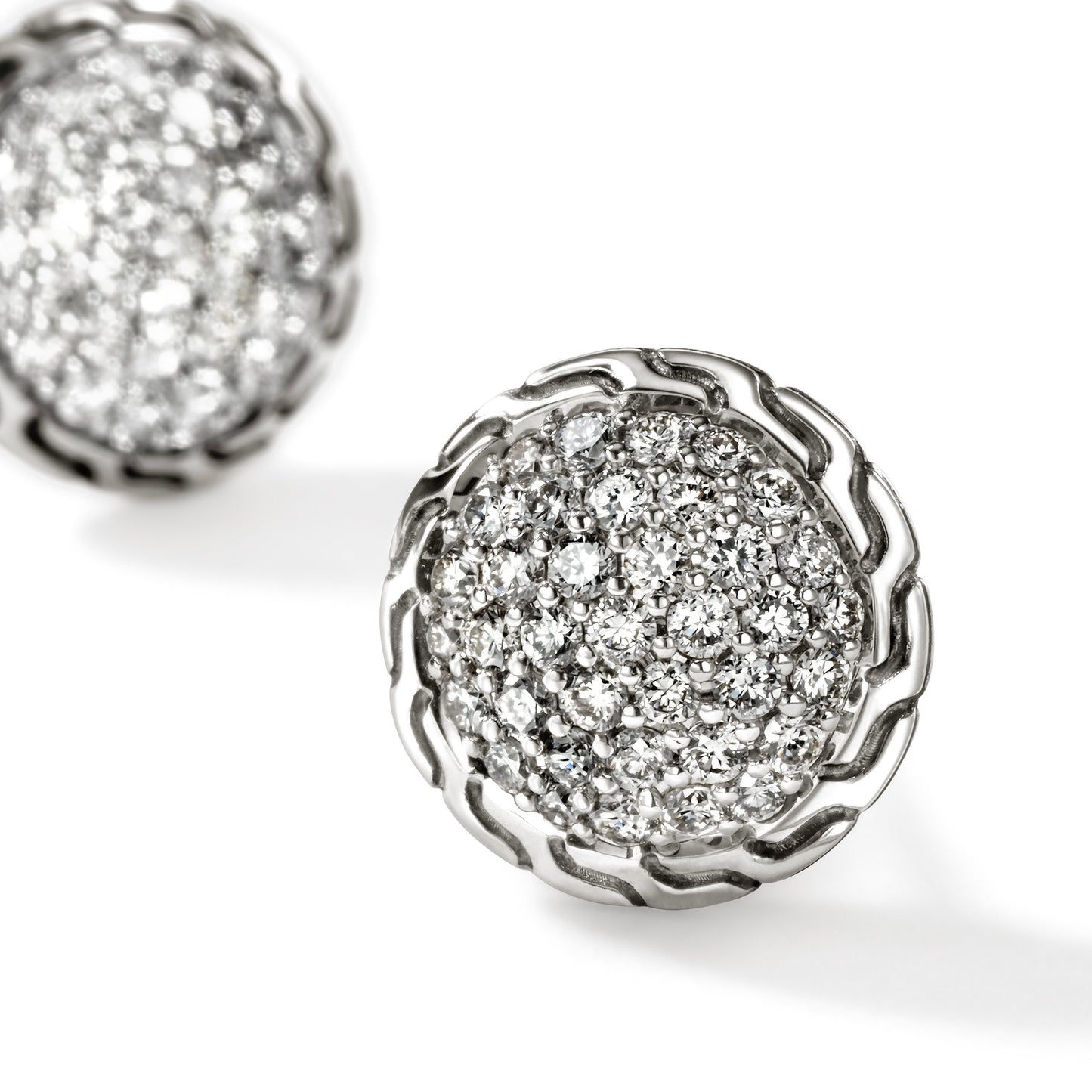 JH Essential Pavé Stud Earring, Sterling Silver, Diamonds, 10MM|EBP987182DI