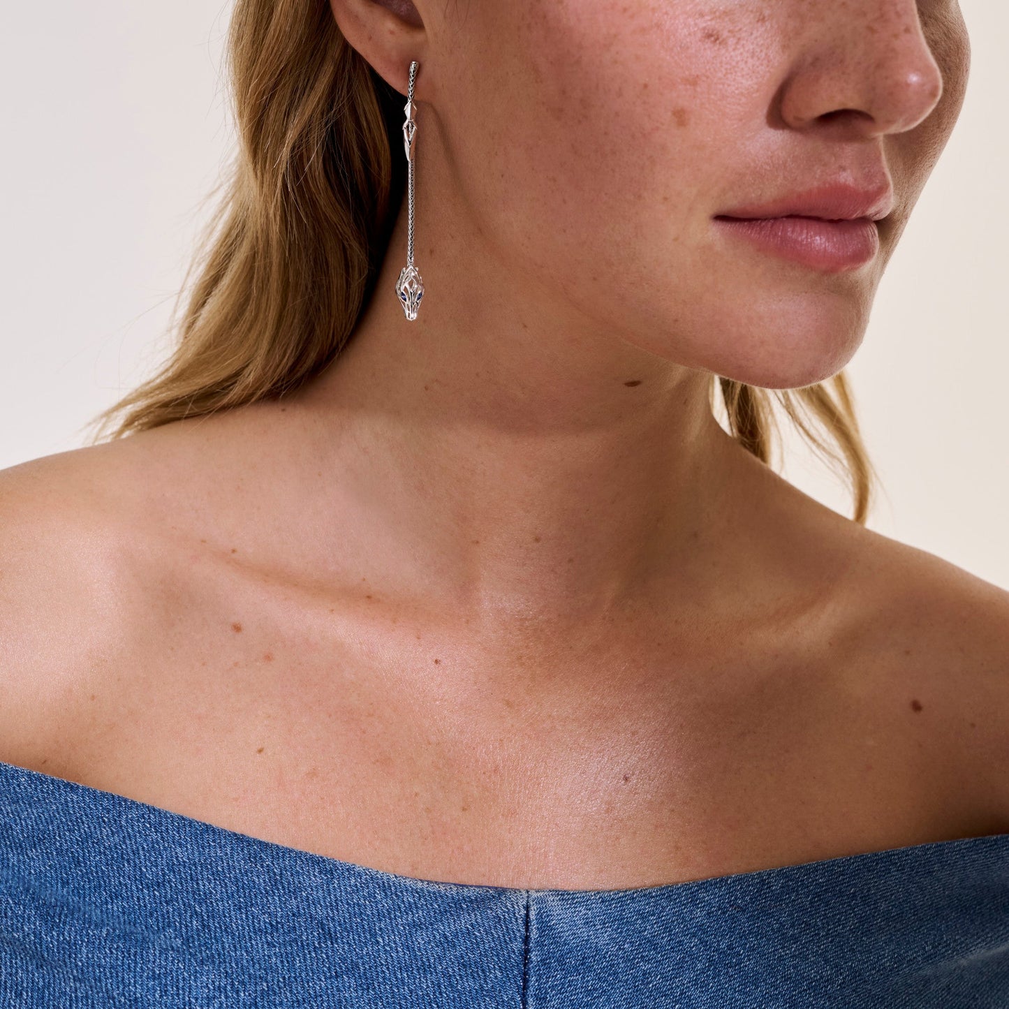 Naga Drop Earrings, Sterling Silver|EBS603361BSP