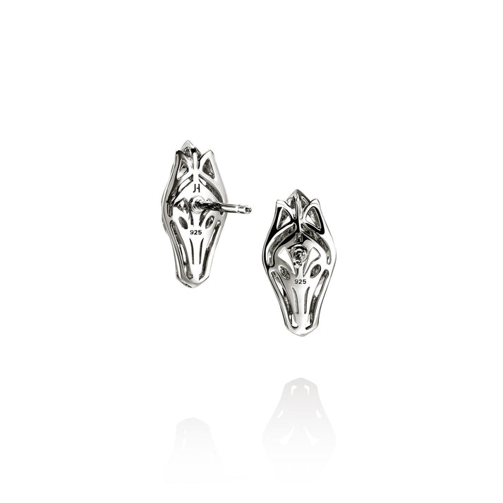 Naga Stud Earrings, Sterling Silver, Blue Sapphires|EBS603721BSP