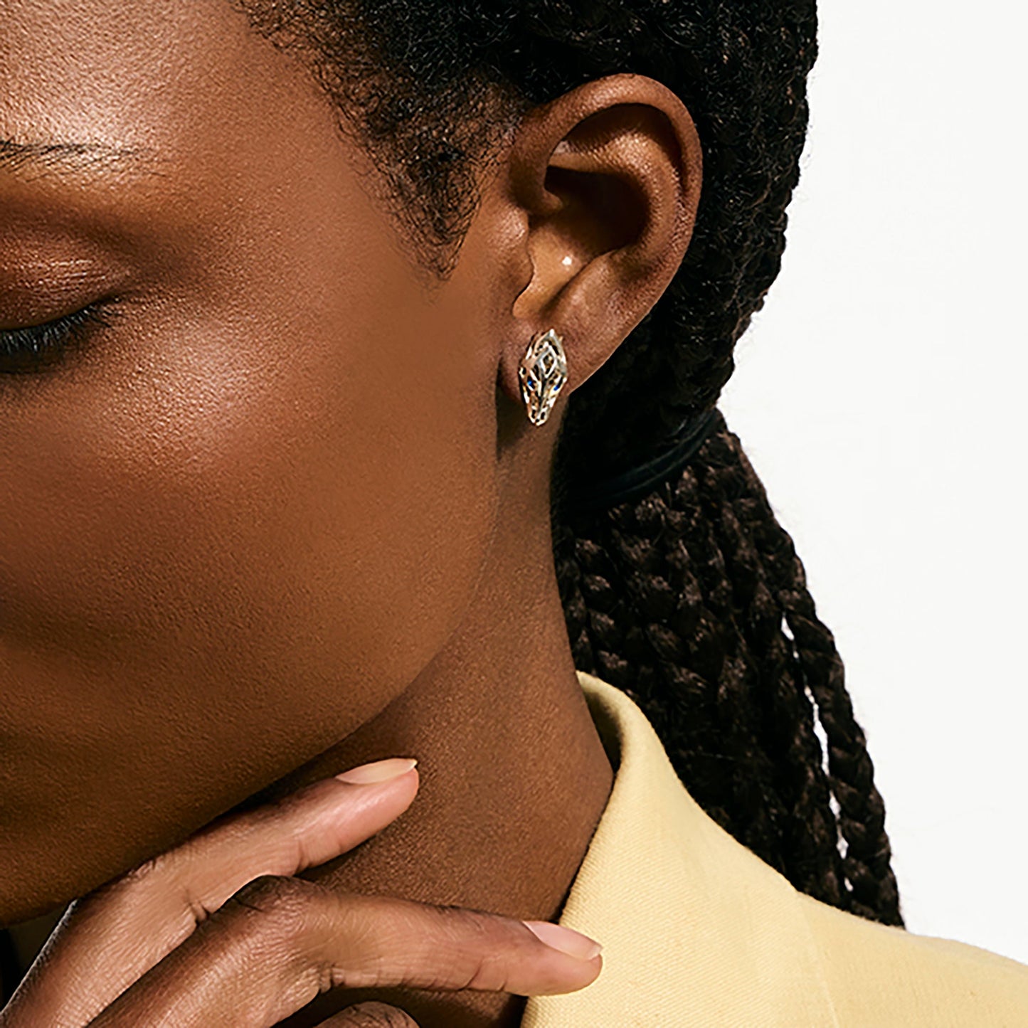 Naga Stud Earrings, Sterling Silver, Blue Sapphires|EBS603721BSP