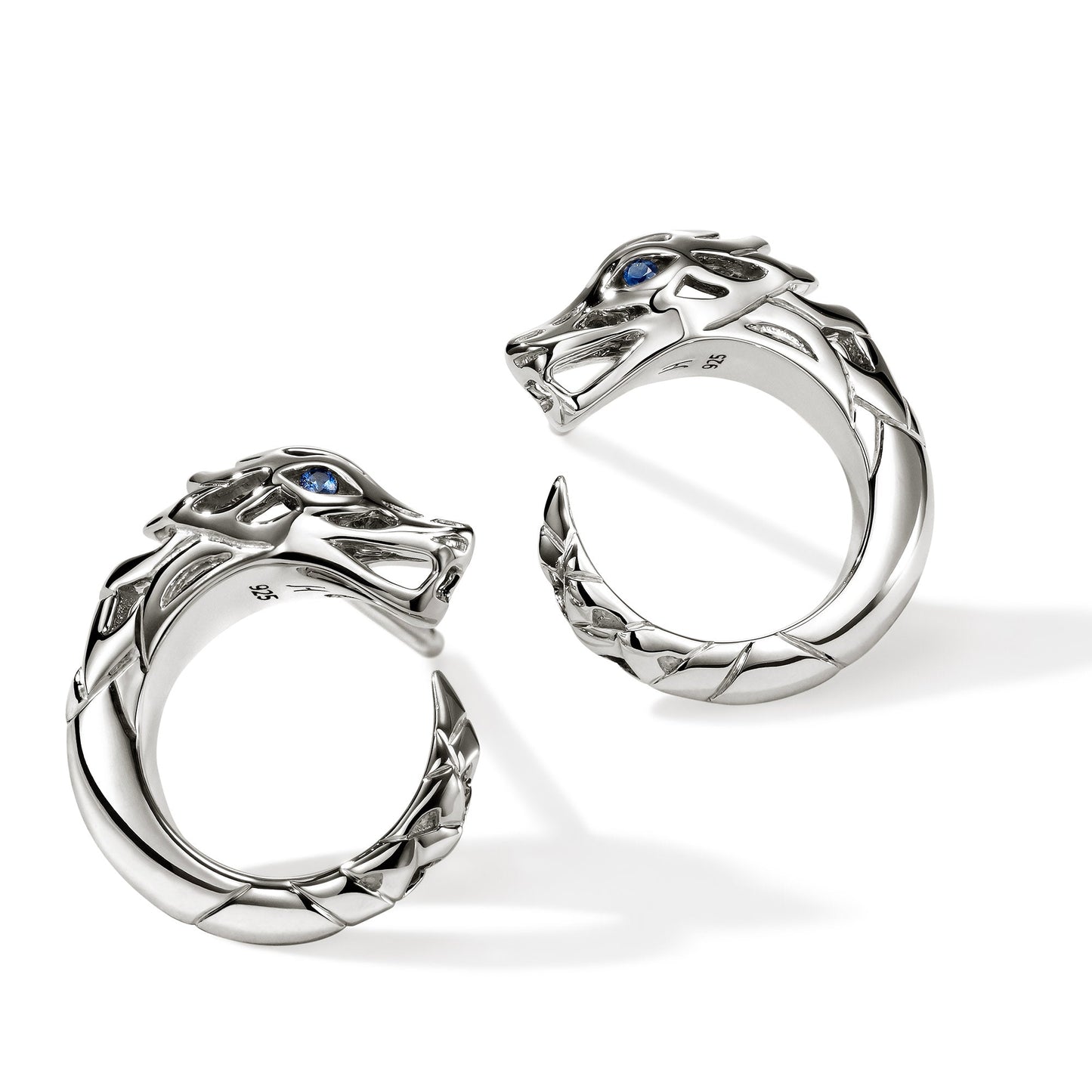 Naga Earrings, Sterling Silver, Blue Sapphires|EBS603731BSP