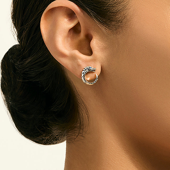 Naga Earrings, Sterling Silver, Blue Sapphires|EBS603731BSP