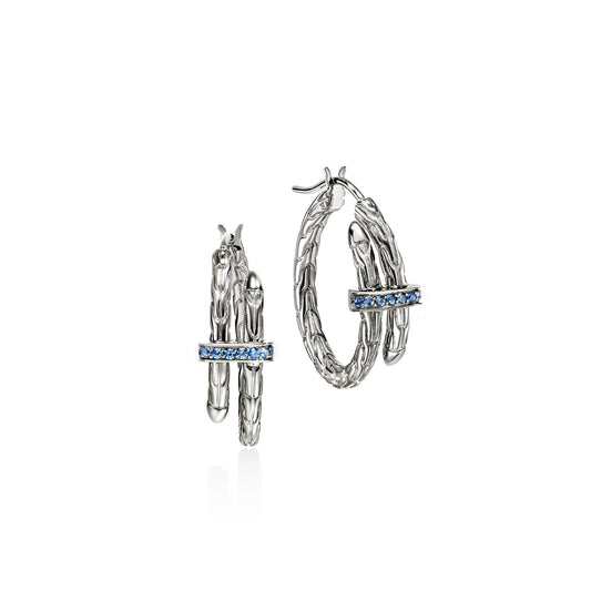 Spear Hoop Earrings, Sterling Silver, Blue Sapphire, 22.5MM|EBS986744BSP