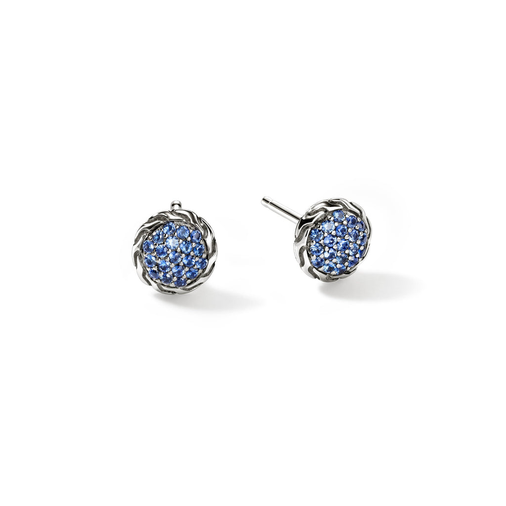 JH Essential Pavé Stud Earring, Sterling Silver, Gemstones, 7MM|EBS987024BSP