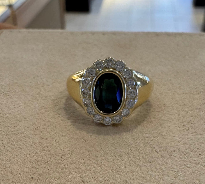 Sapphire and Diamond Pinky Ring