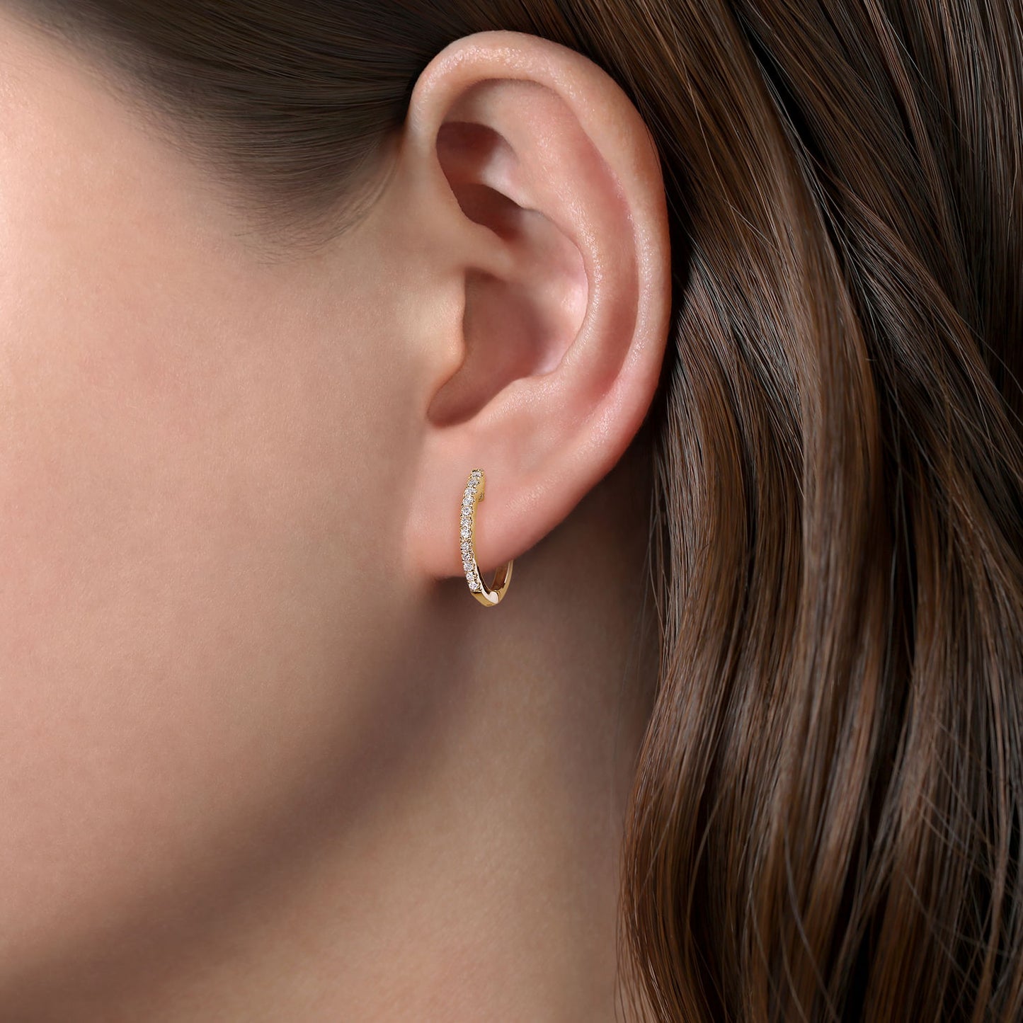 14K Yellow Gold Classic 15mm Pavé Diamond Huggies EG11122Y45JJ