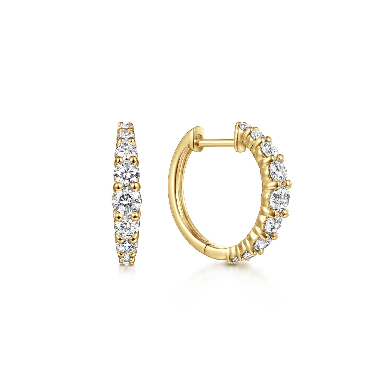 14K Yellow Gold 15mm Classic Diamond Huggies EG13647Y45JJ - Dejaun Jewelers
