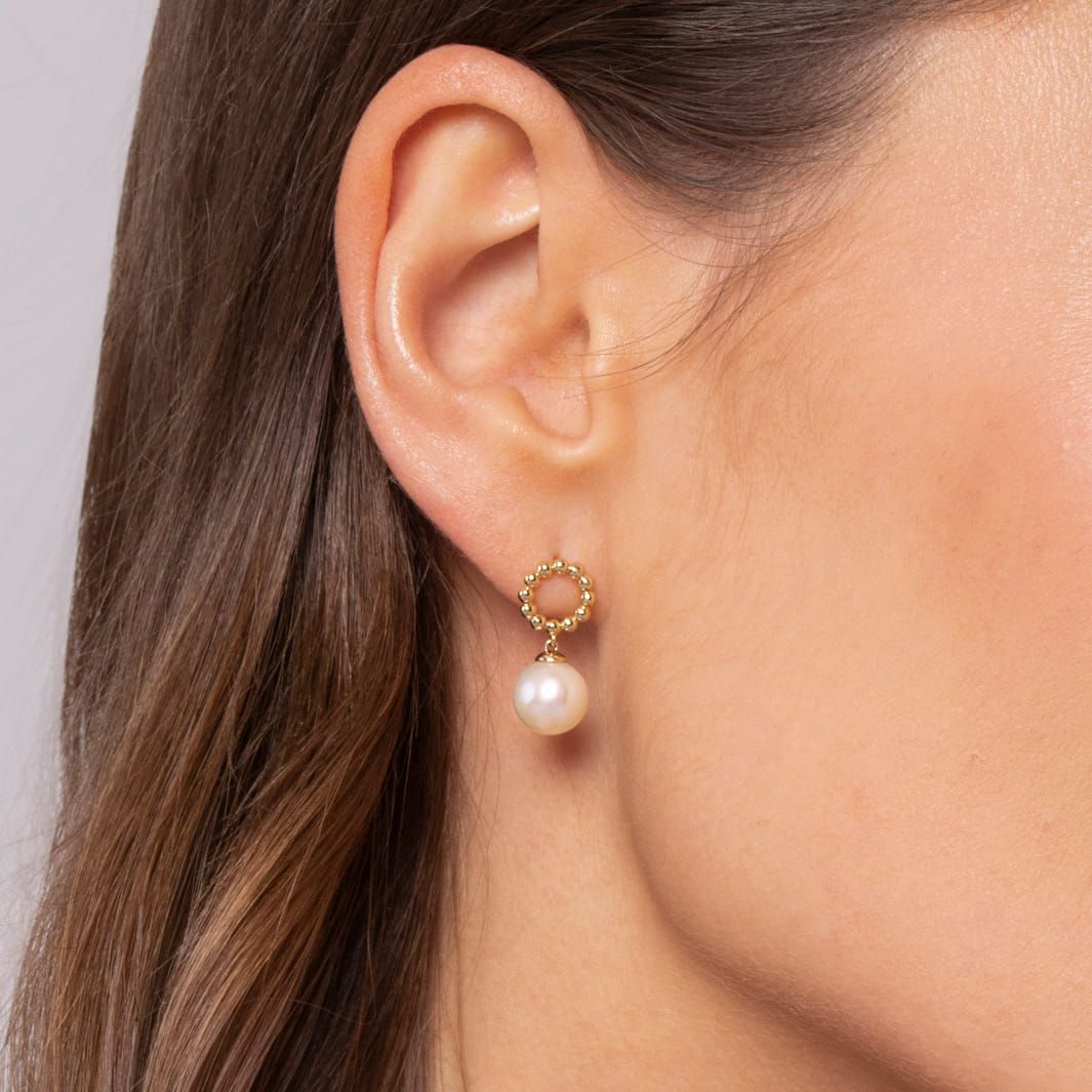 14K Yellow Gold Bujukan Pearl Drop Earrings EG14524Y4JPL - Dejaun Jewelers