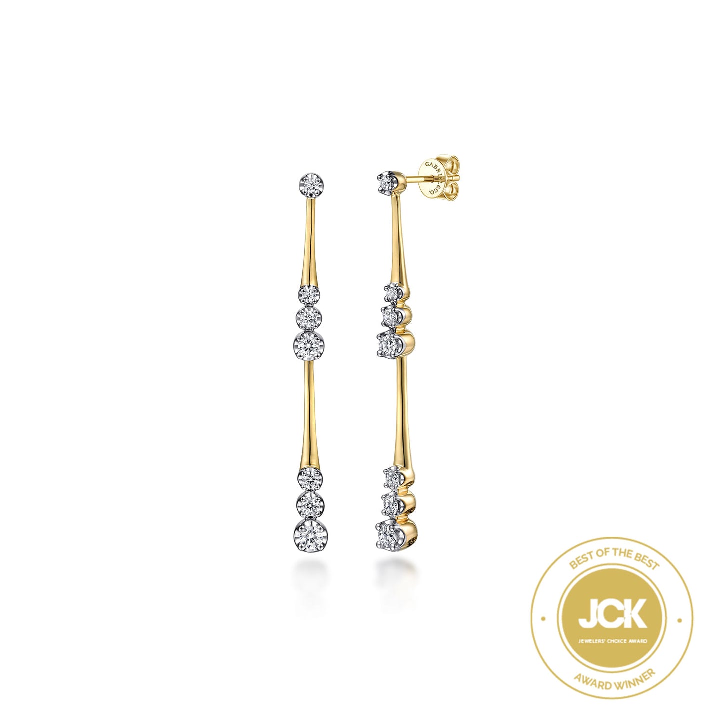 14K Yellow Gold Linear Graduated Diamond Station Drop Earrings in size 45mm EG14828Y45JJ