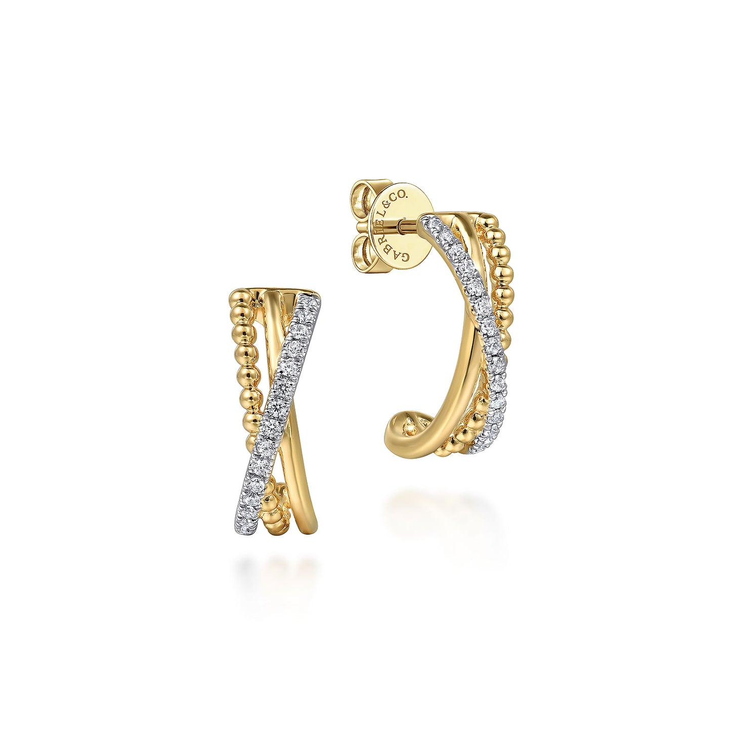 14K Yellow Gold Diamond Bujukan J Earrings EG15022Y45JJ