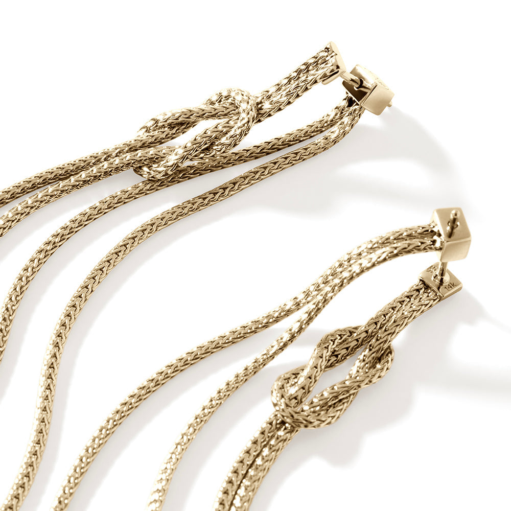 Love Knot Drop Earrings, Gold|EGG901063