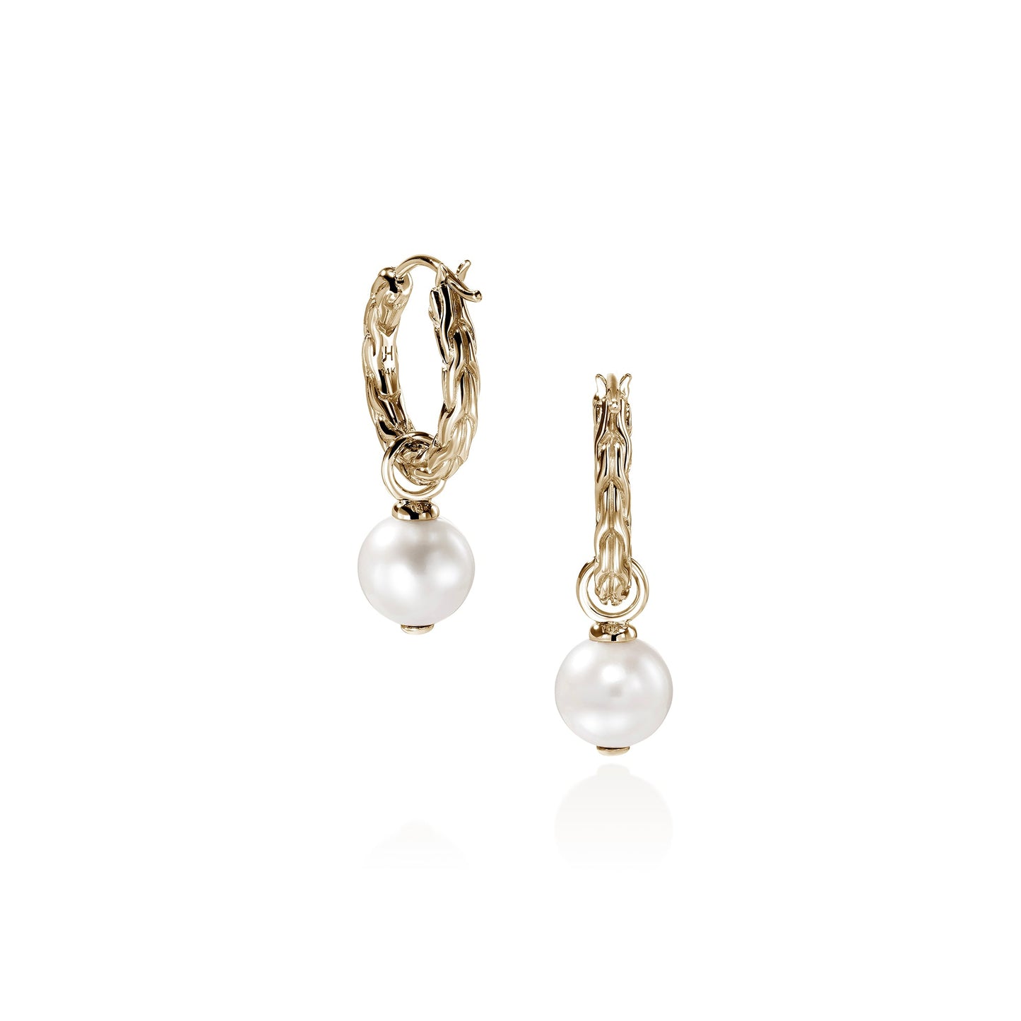 JH Essential Pearl Hoop Earring, Gold, 16MM|EGG987261