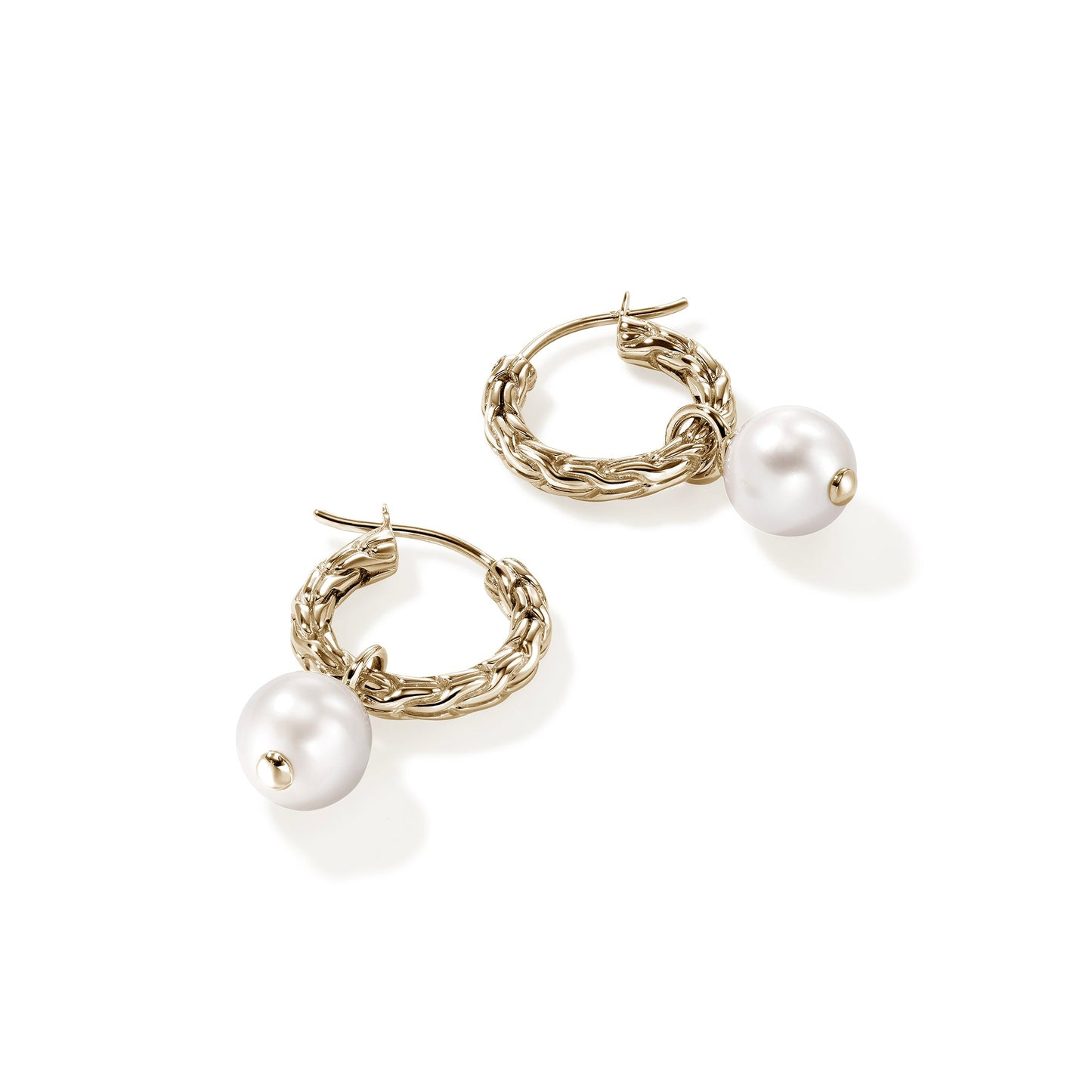 JH Essential Pearl Hoop Earring, Gold, 16MM|EGG987261