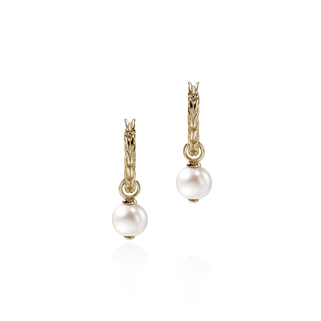 JH Essential Pearl Hoop Earring, Gold, 16MM|EGG987261