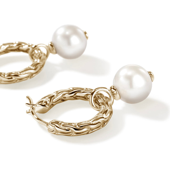 JH Essential Pearl Hoop Earring, Gold, 16MM|EGG987261