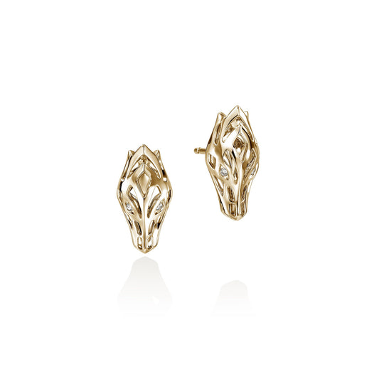 Naga Stud Earrings, Gold, Diamonds|EGGX603722DI