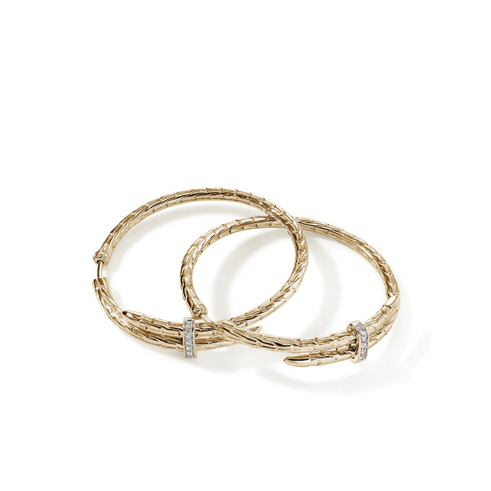 Spear Hoop Earring, Gold, Diamonds, 40MM|EGGX9012472DI
