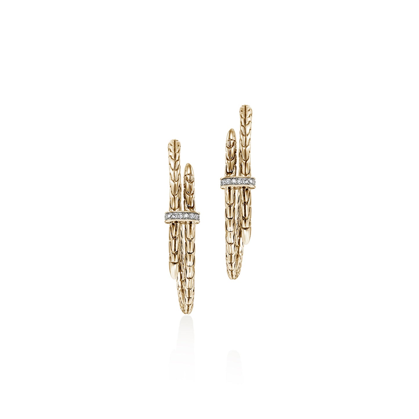 Spear Hoop Earring, Gold, Diamonds, 40MM|EGGX9012472DI