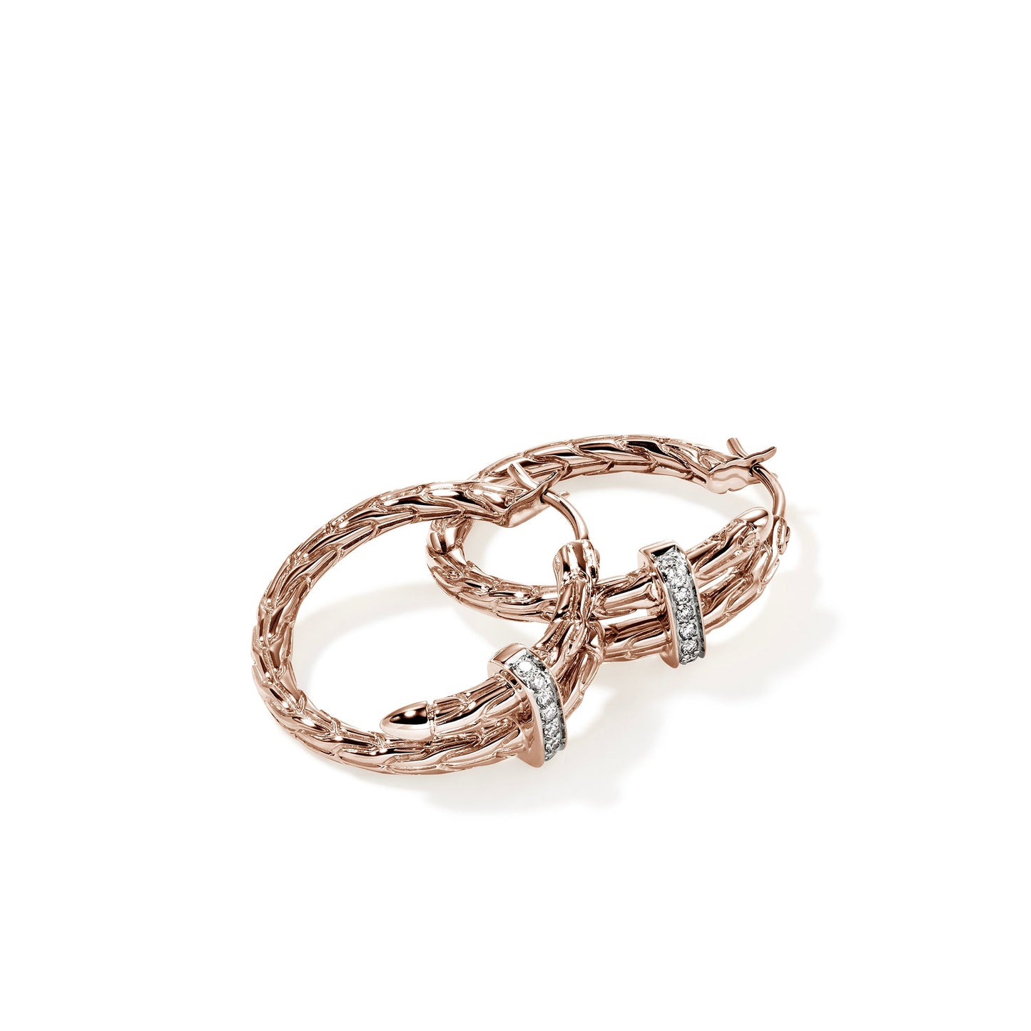 Spear Hoop Earring, Rose Gold, Diamonds, 22.5MM|EGGX986742RDI