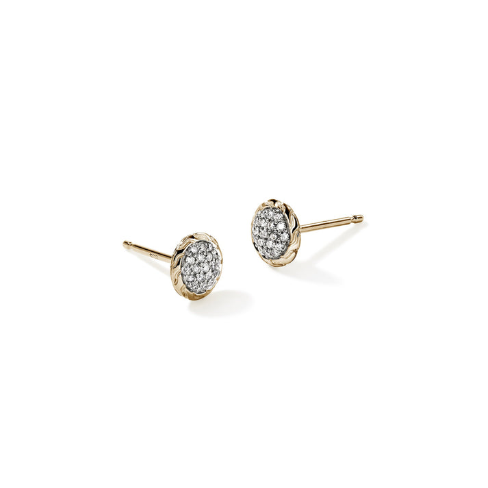 JH Essential Pavé Stud Earring, Gold, Diamonds, 7MM|EGGX987022DI