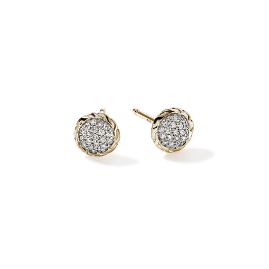 JH Essential Pavé Stud Earring, Gold, Diamonds, 7MM|EGGX987022DI