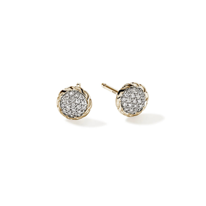 JH Essential Pavé Stud Earring, Gold, Diamonds, 7MM|EGGX987022DI