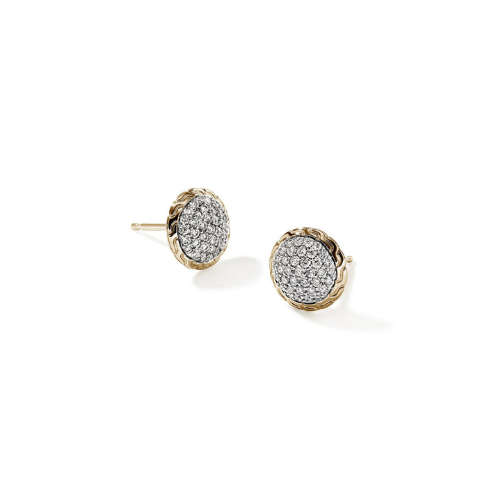 JH Essential Pavé Stud Earring, Gold, Diamonds, 10MM|EGGX987182DI