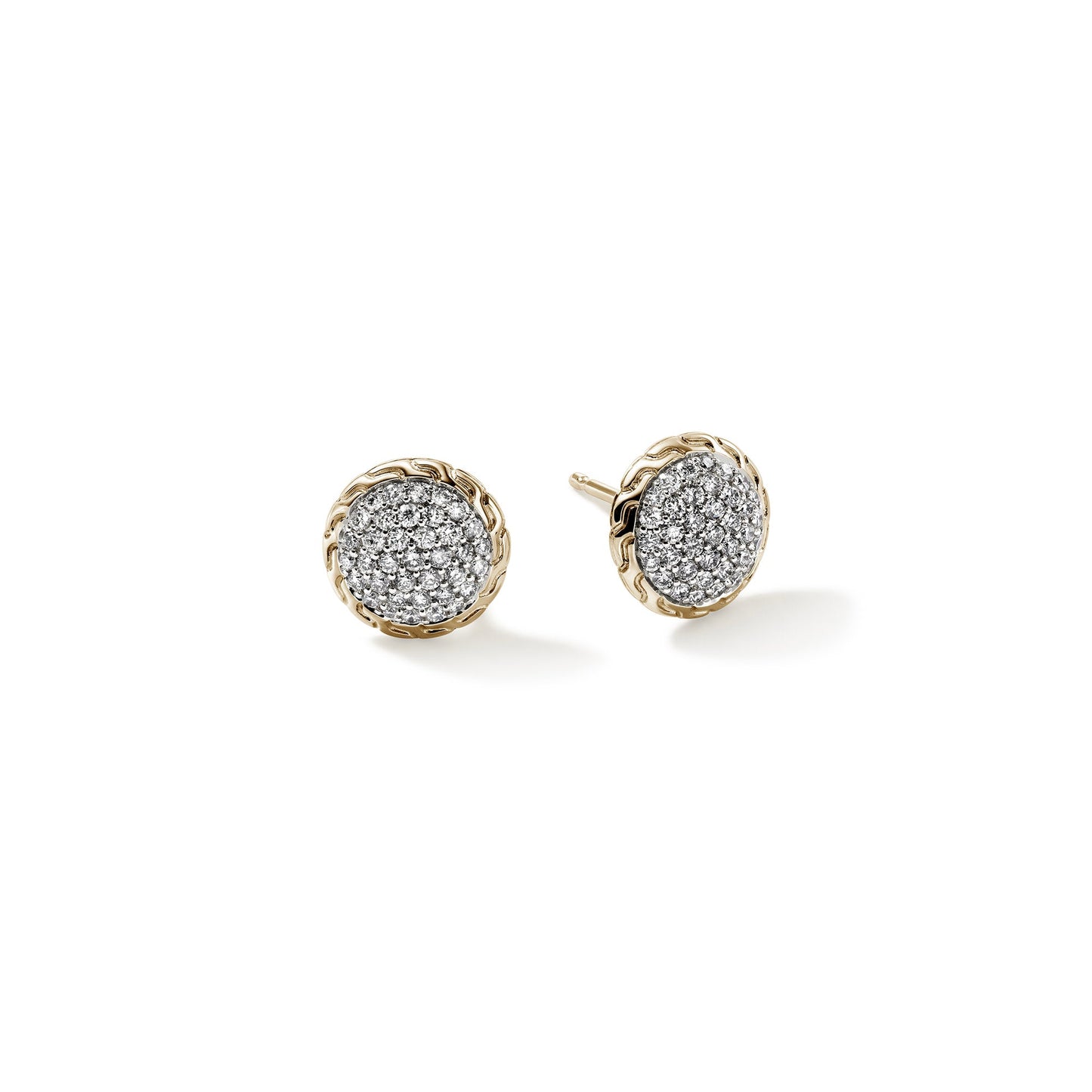 JH Essential Pavé Stud Earring, Gold, Diamonds, 10MM|EGGX987182DI