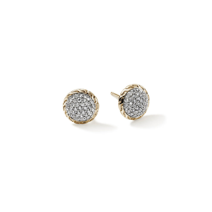 JH Essential Pavé Stud Earring, Gold, Diamonds, 10MM|EGGX987182DI