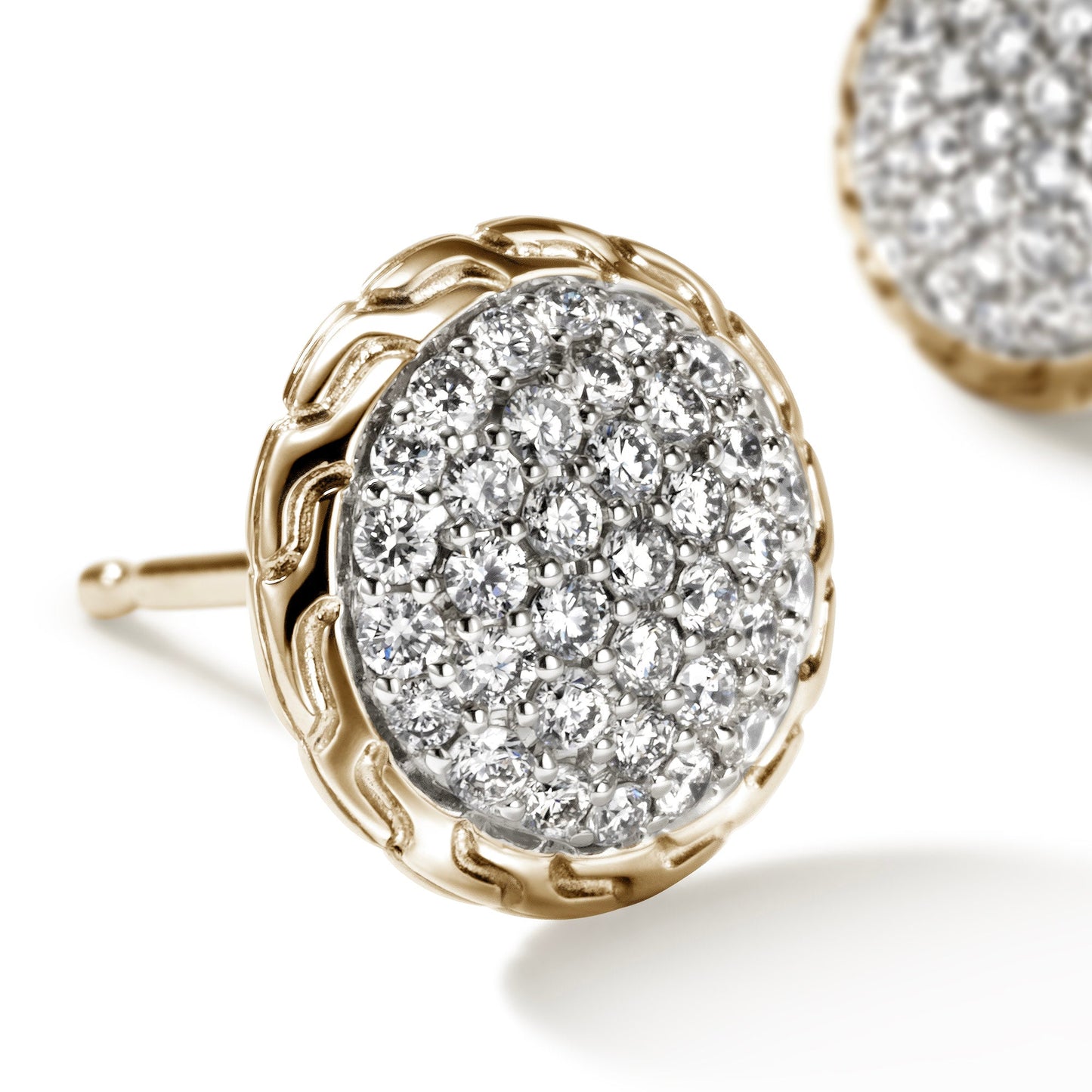 JH Essential Pavé Stud Earring, Gold, Diamonds, 10MM|EGGX987182DI