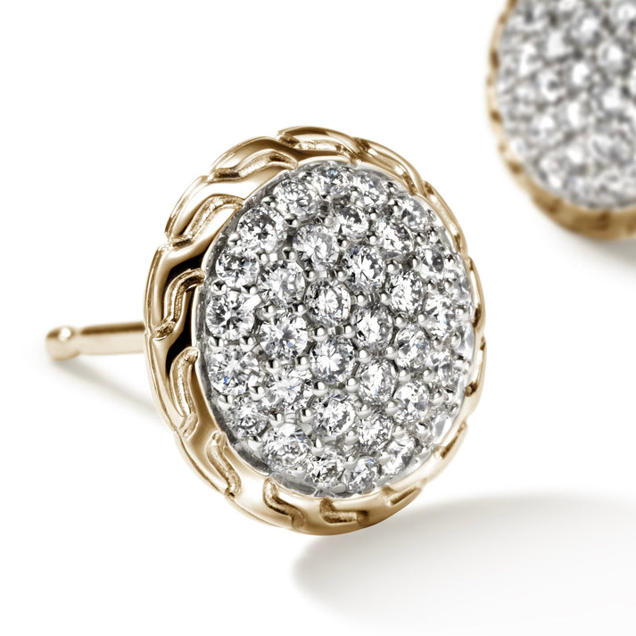 JH Essential Pavé Stud Earring, Gold, Diamonds, 10MM|EGGX987182DI