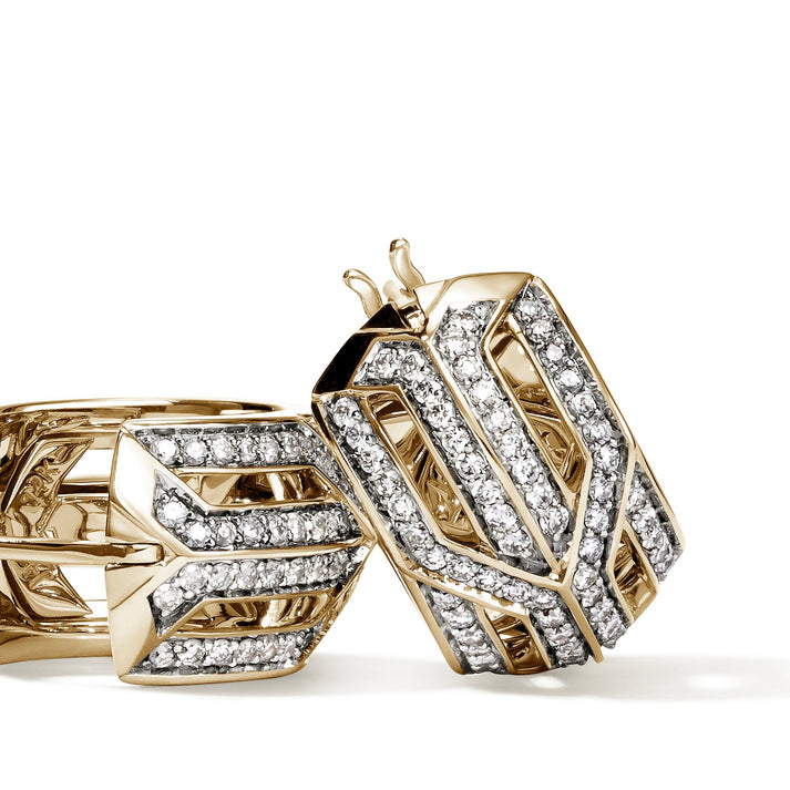 Icon 50 Hoop Earrings, Gold, Diamonds, 15MM|EGGX987902DI