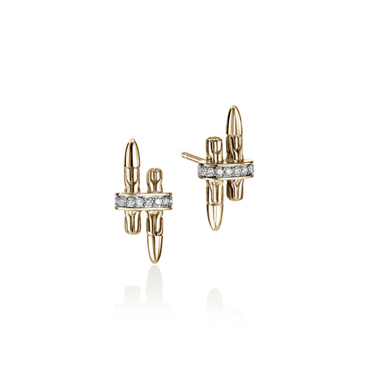 Spear Stud Earrings, Gold, Diamonds EGGX989562DI