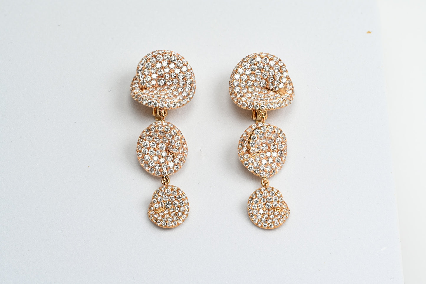 Pave Disc Drop Earrings